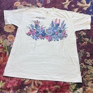 Vintage 1992 Jackson hole souvenir glittery Floral Graphic T-Shirt